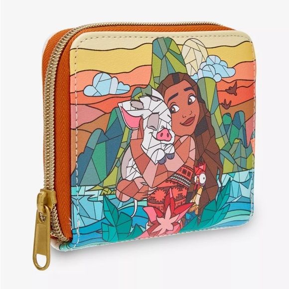 Loungefly Disney Moana & Friends Stained Glass Mini Zipper Wallet NWT - Picture 4 of 4